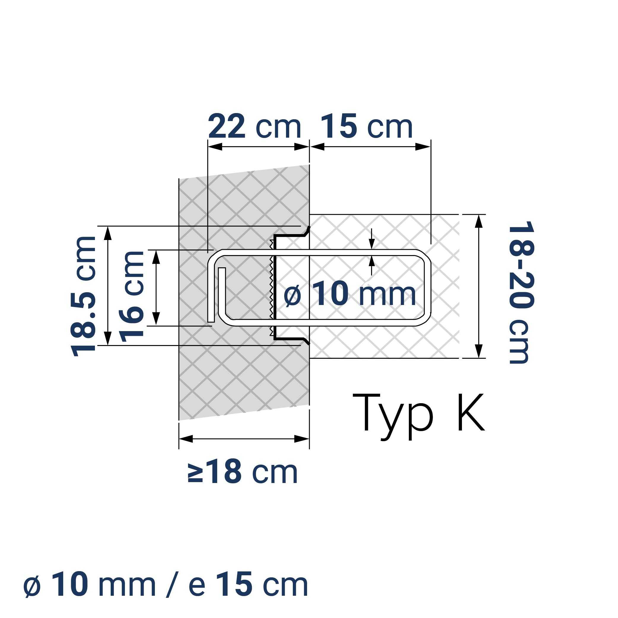 A431001210 7640324040400 BE-BOX® Bewehrungsbox Typ K16-10-15  h 22 lü 15 v 45 | Variante zu COMAX 121 | 125 cm | 9.49 kg/m